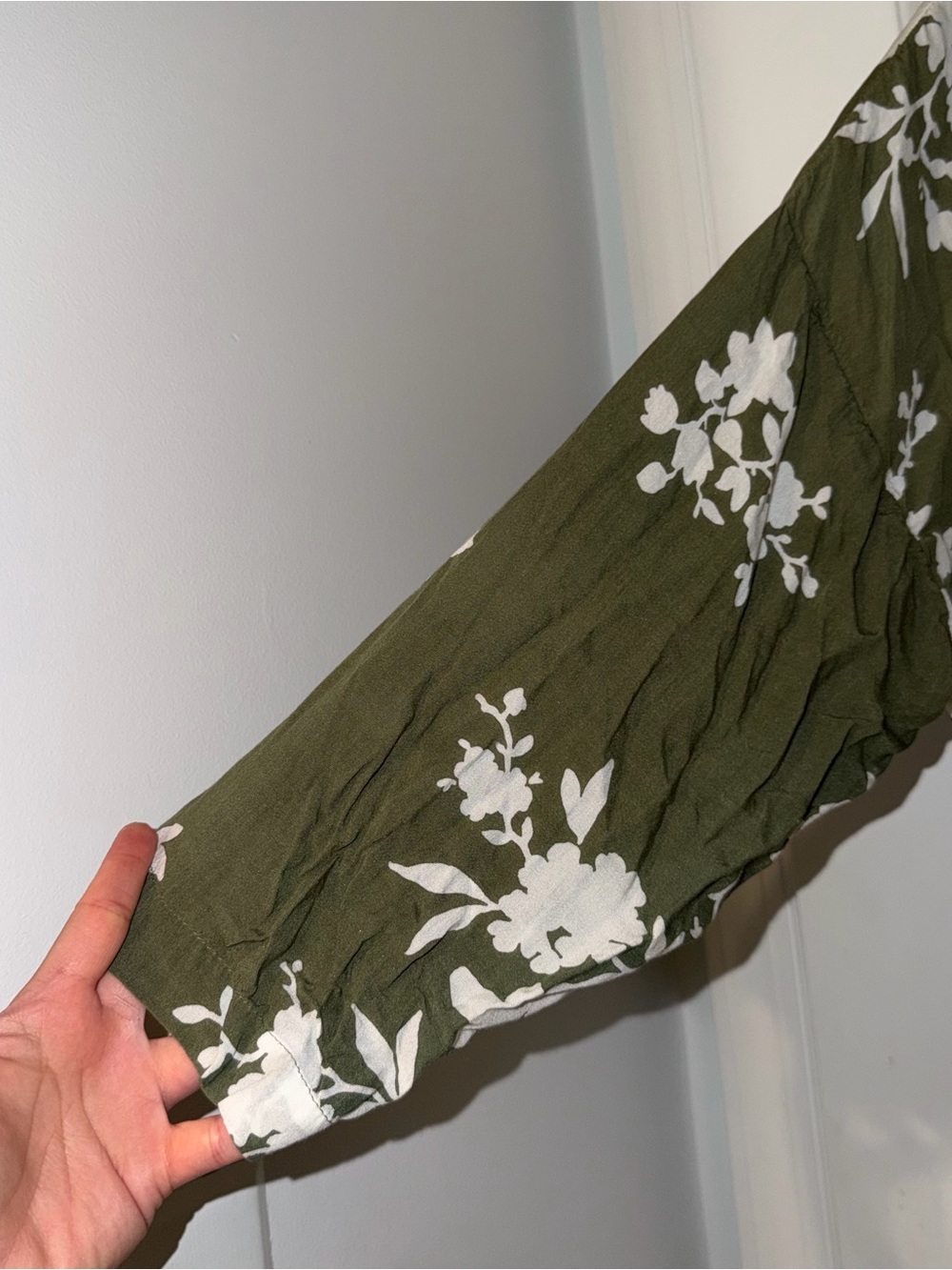 LOFT Outlet Olive Green Lightweight 100% modal floral duster long kimono M/L - Picture 6 of 15
